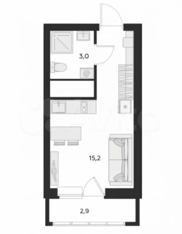 Квартира-студия, 20 м, 12/25 эт. - Фото 0
