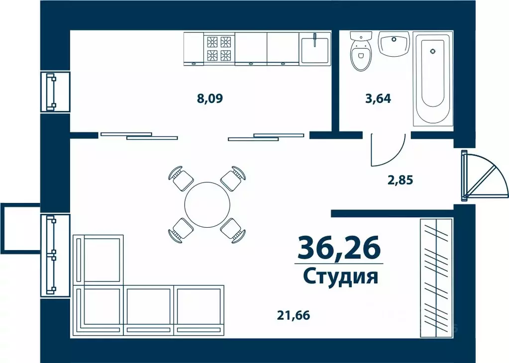 1-к кв. Башкортостан, Уфа городской округ, д. Ветошниково Город ... - Фото 0