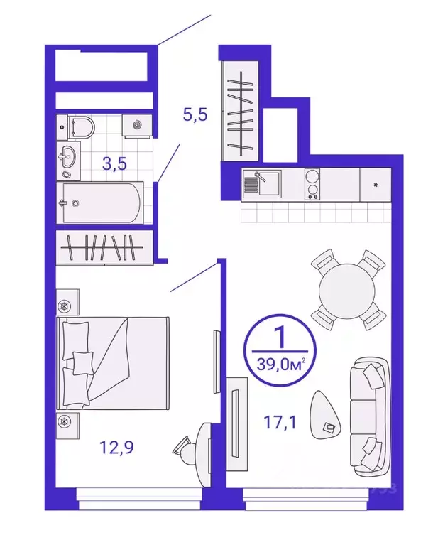 1-к кв. Свердловская область, Екатеринбург Уктус жилрайон, Астон ... - Фото 1