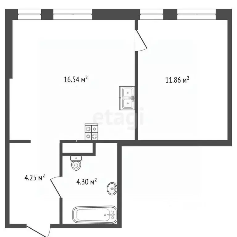 1-к кв. Тюменская область, Тюмень ул. Новоселов, 103 (37.0 м) - Фото 1
