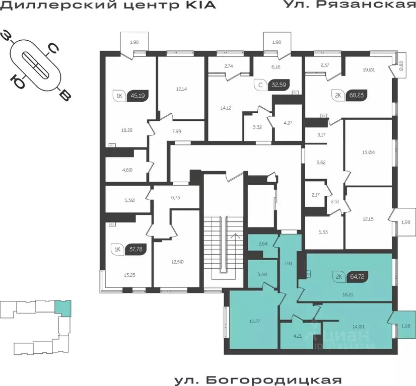 2-к кв. Тульская область, Тула ул. Богородицкая, 8В (64.72 м) - Фото 1