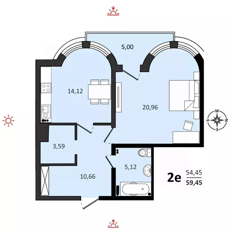 2-к кв. Хабаровский край, Хабаровск ул. Быстринская, 2 (59.45 м) - Фото 0