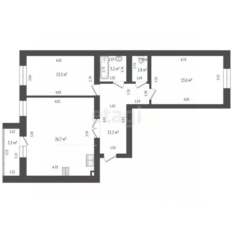 3-к кв. Башкортостан, Стерлитамак просп. Октября, 50 (71.9 м) - Фото 2