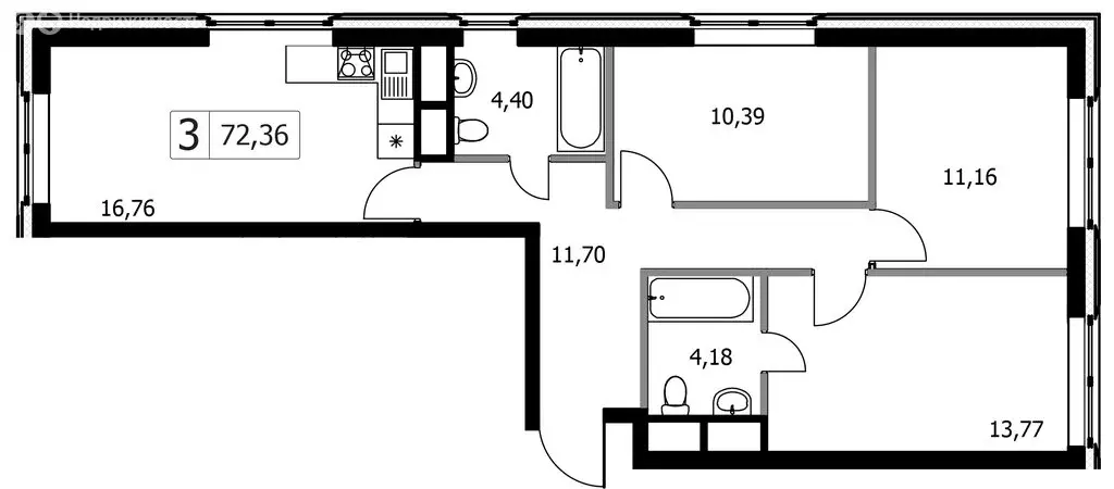 3-комнатная квартира: Москва, НАО, район Внуково, жилой комплекс ... - Фото 1