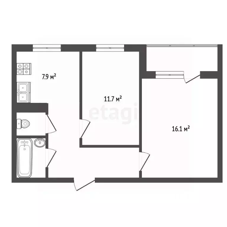 2-к кв. Красноярский край, Норильск ул. Лауреатов, 53А (48.1 м) - Фото 1