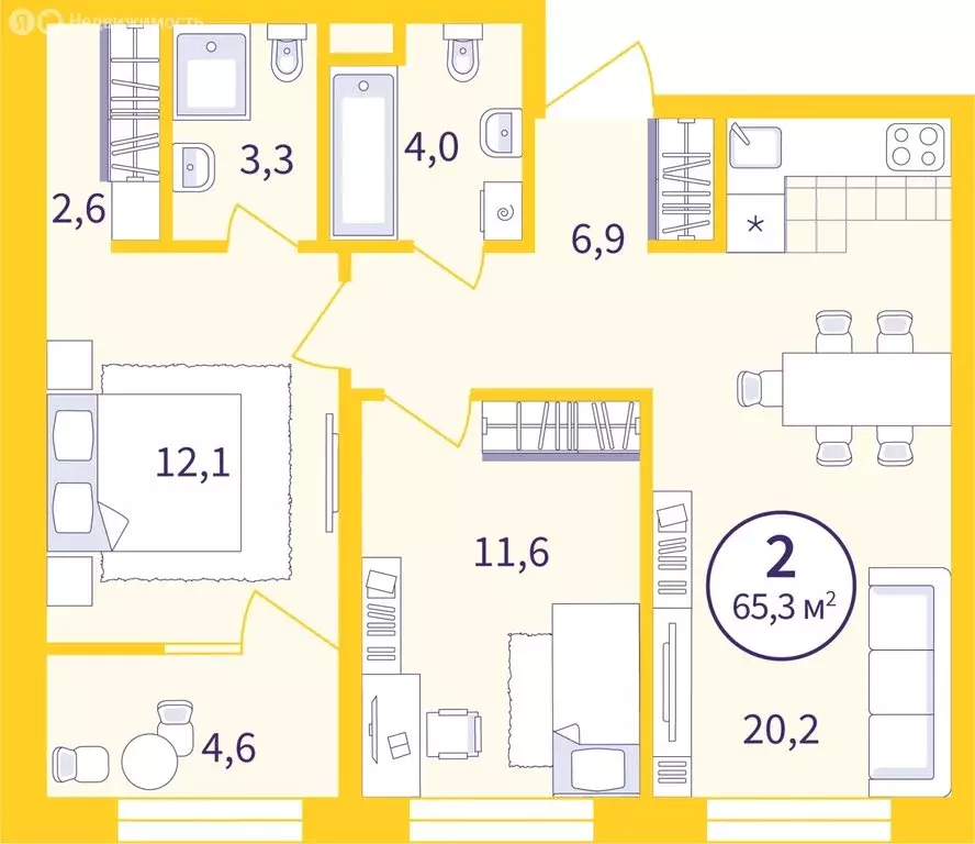 2-комнатная квартира: Екатеринбург, улица Репина, 111 (62.98 м) - Фото 0