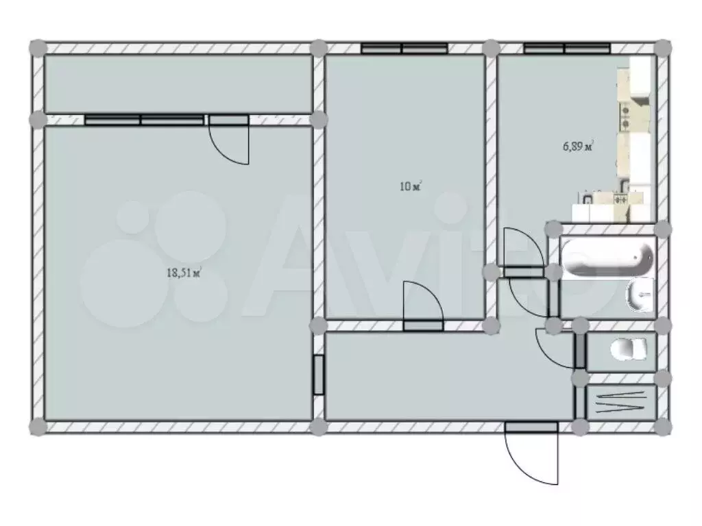 2-к. квартира, 45 м, 9/9 эт. - Фото 0