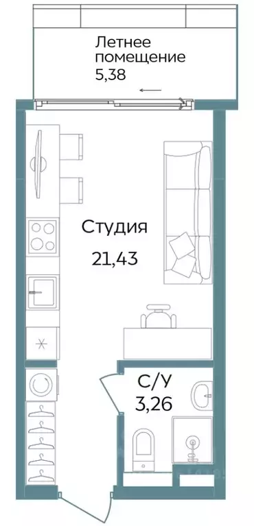 Студия Крым, Саки ул. Морская (30.07 м) - Фото 0