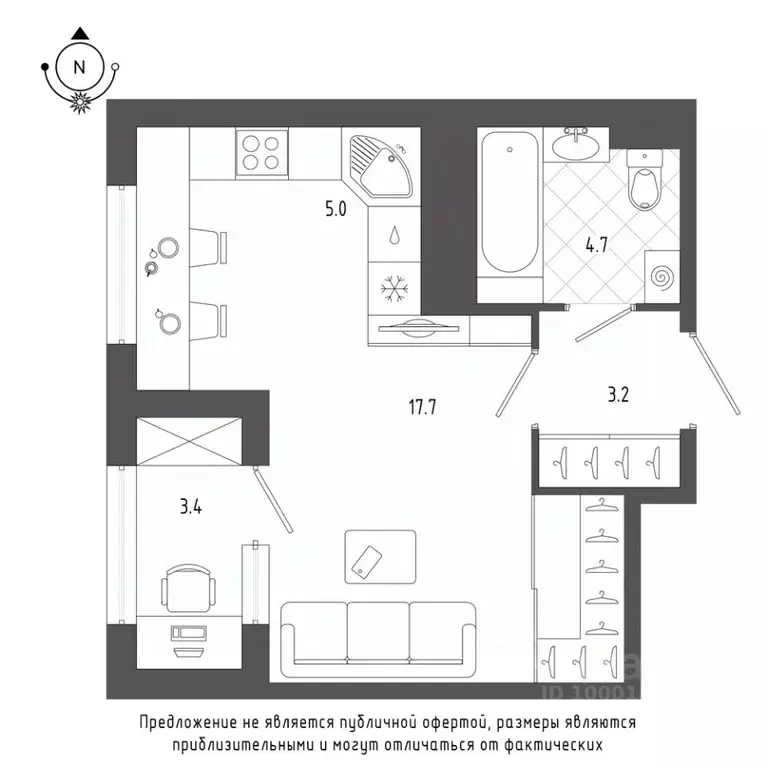 Студия Санкт-Петербург бул. Измайловский, 9 (32.1 м) - Фото 0