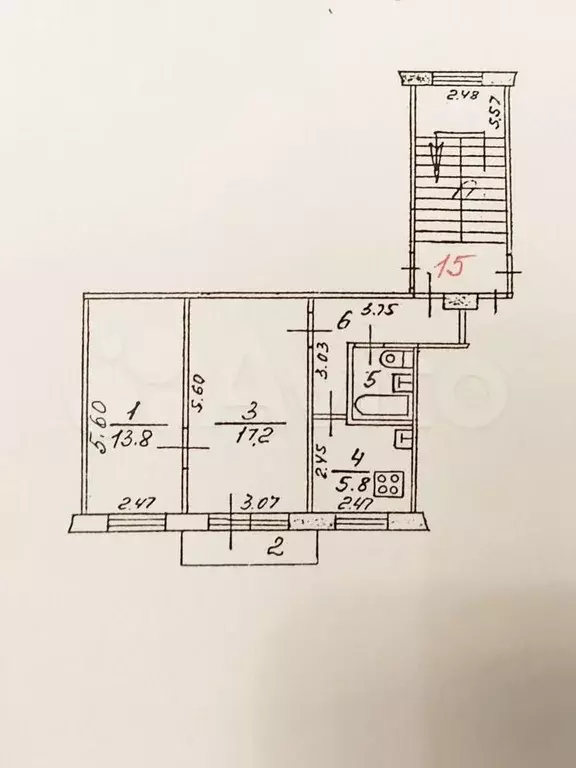 2-к. квартира, 46 м, 4/5 эт. - Фото 0