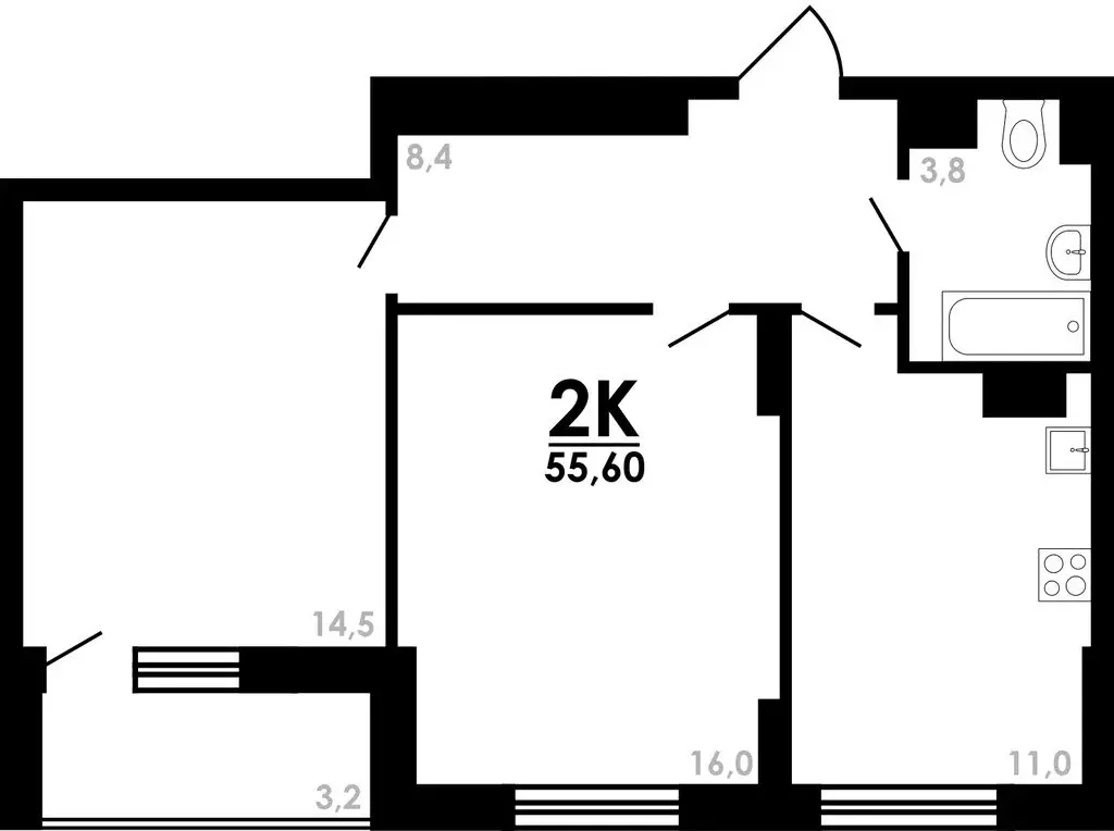 2-комнатная квартира: Нижний Новгород, Коломенская улица, 8к4 (55.6 м) - Фото 0