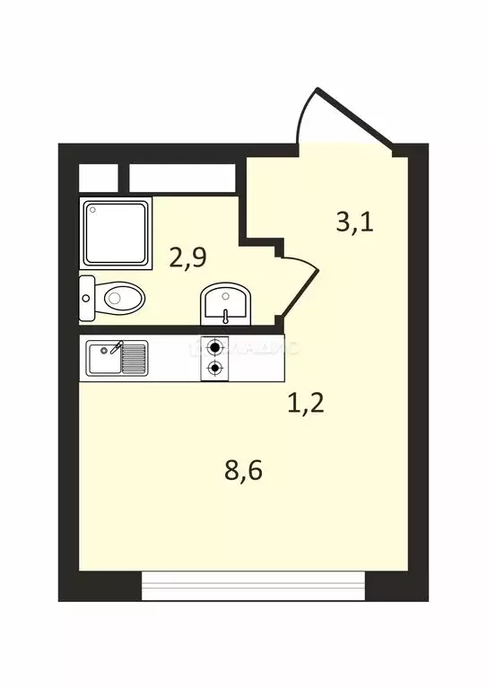 Квартира-студия: Москва, Ильменский проезд, 12 (16 м) - Фото 1