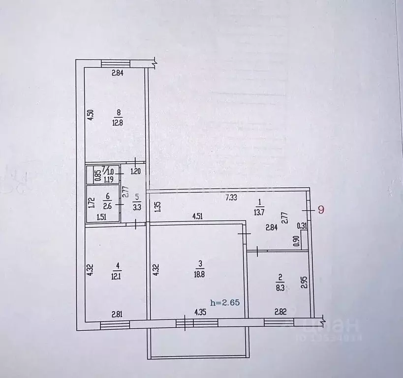 3-к кв. Алтайский край, Барнаул ул. Попова, 154 (72.6 м) - Фото 2
