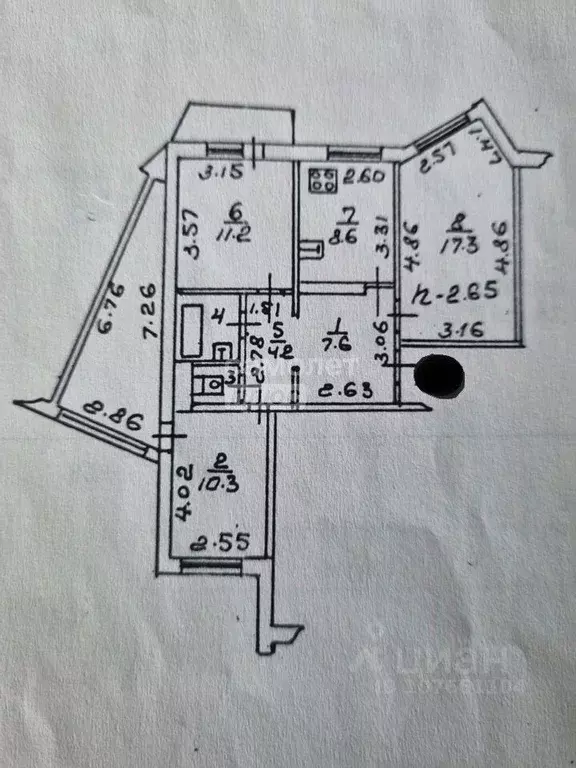 3-к кв. Липецкая область, Липецк ул. Катукова, 41 (68.0 м) - Фото 1