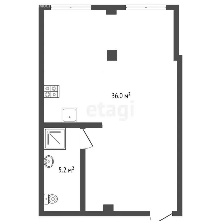 Квартира-студия: Ялта, Киевская улица, 44 (43 м) - Фото 1