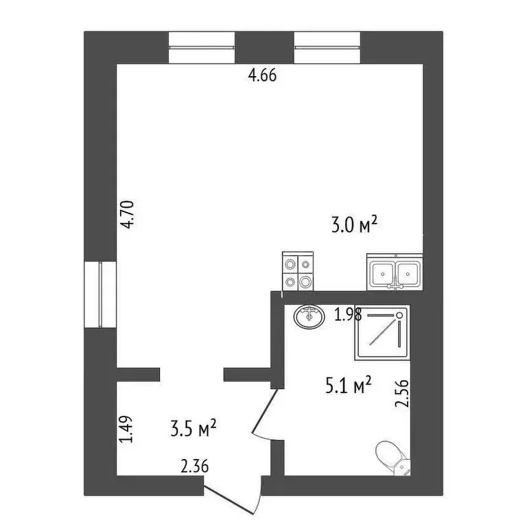 Квартира-студия: Тюмень, улица Республики, 204к5 (28 м) - Фото 0