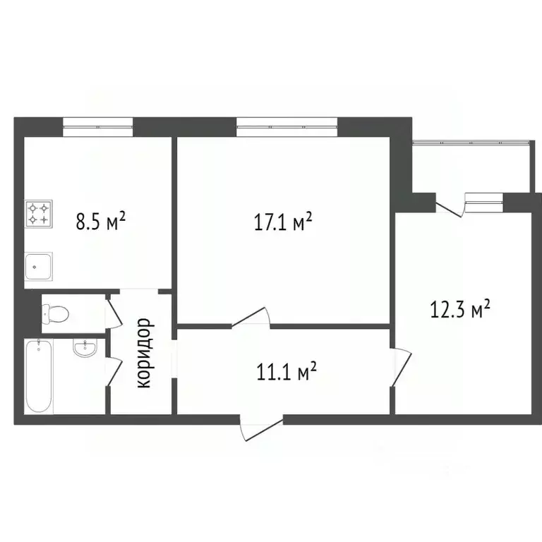 2-к кв. Красноярский край, Красноярск ул. Ладо Кецховели, 77 (53.0 м) - Фото 2