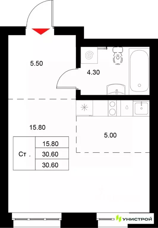 1-к кв. Татарстан, Казань Техническая ул. (30.6 м) - Фото 1