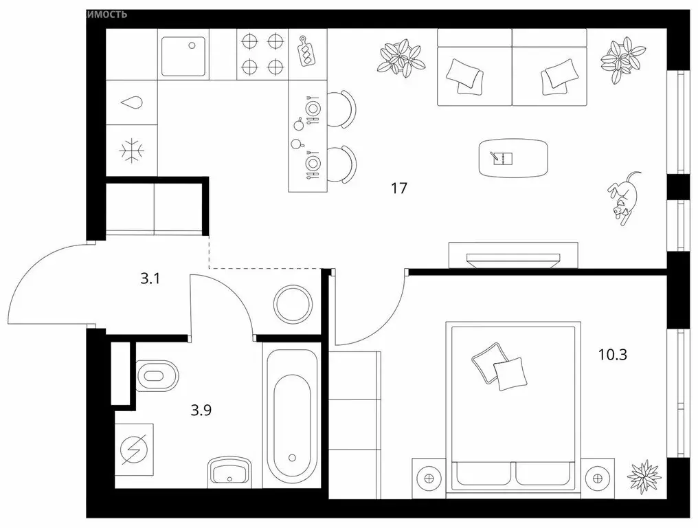 1-комнатная квартира: Мытищи, ЖК Ярославский Квартал (34.3 м) - Фото 0