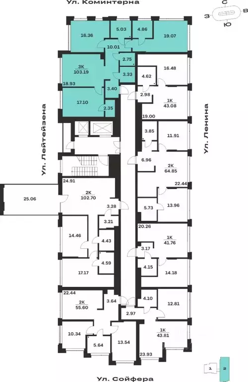 3-к кв. Тульская область, Тула Прайм Сойфера жилой комплекс (103.19 м) - Фото 1