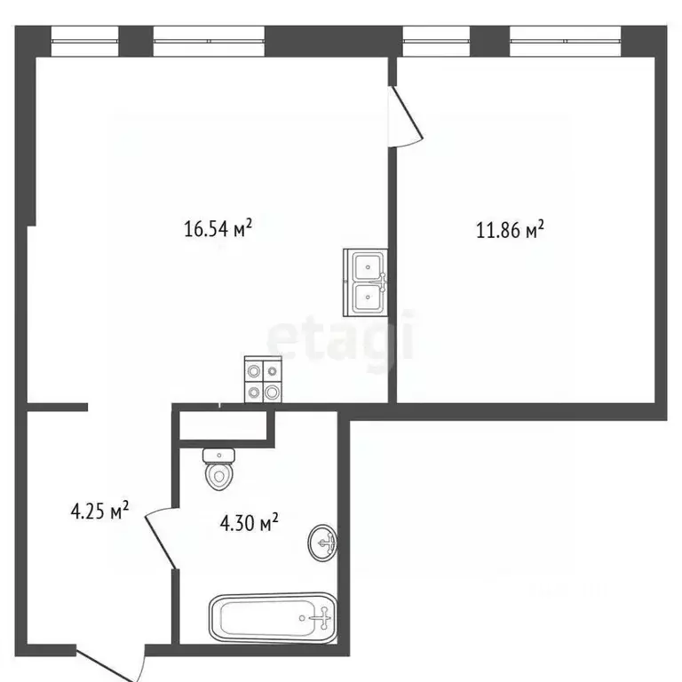 1-к кв. Тюменская область, Тюмень ул. Новоселов, 103 (37.0 м) - Фото 1