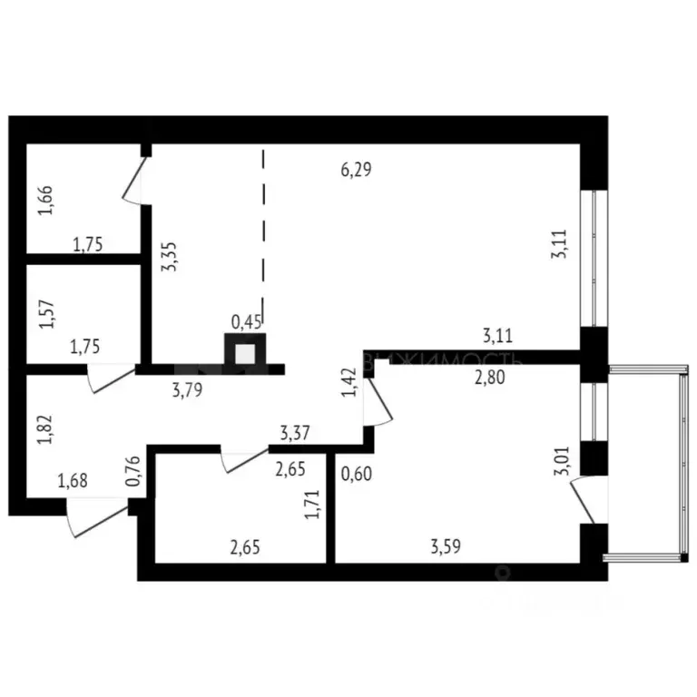 1-к кв. Тюменская область, Тюмень ул. Новоселов, 105 (47.0 м) - Фото 0