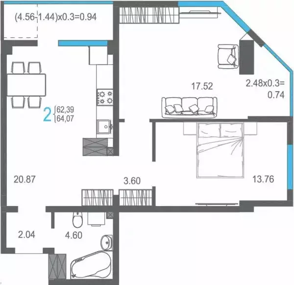 Продаётся 2-к квартира, 64.1 м - Фото 0