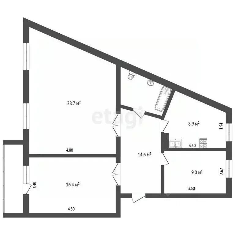 4-к кв. Вологодская область, Шексна рп, Шексна Северная мкр ул. ... - Фото 2