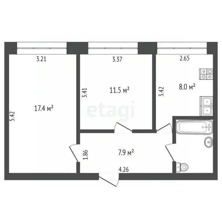 2-к кв. Тюменская область, Тюмень Тарманы мкр, ул. Малышева, 35 (48.9 ... - Фото 2