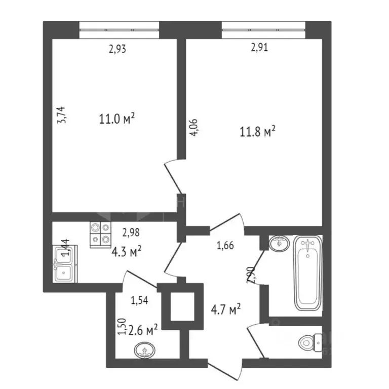 2-к кв. Тюменская область, Тюмень Коммунистическая ул., 72 (37.4 м) - Фото 1