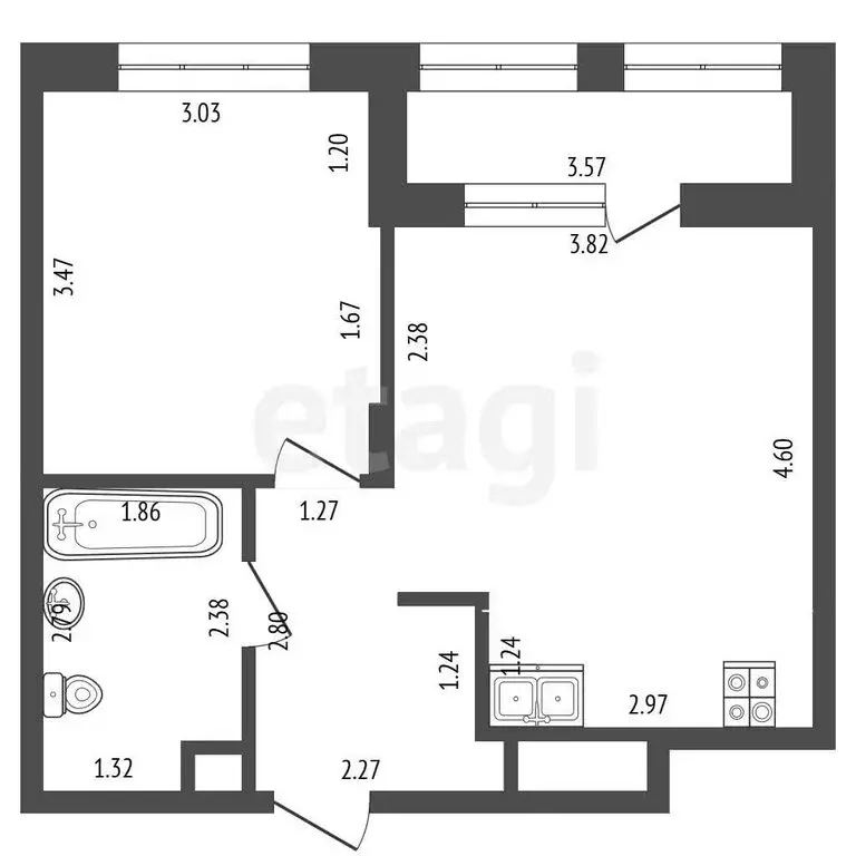 2-комнатная квартира: Тюмень, Интернациональная улица, 199к9 (37.1 м) - Фото 1