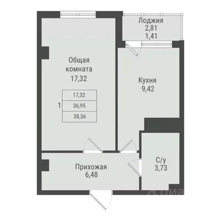 1-к кв. Саха (Якутия), Якутск Парк Победы жилой комплекс (38.36 м) - Фото 1