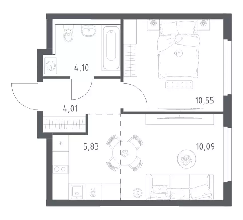 1-комнатная квартира: посёлок городского типа Мисайлово, микрорайон ... - Фото 1