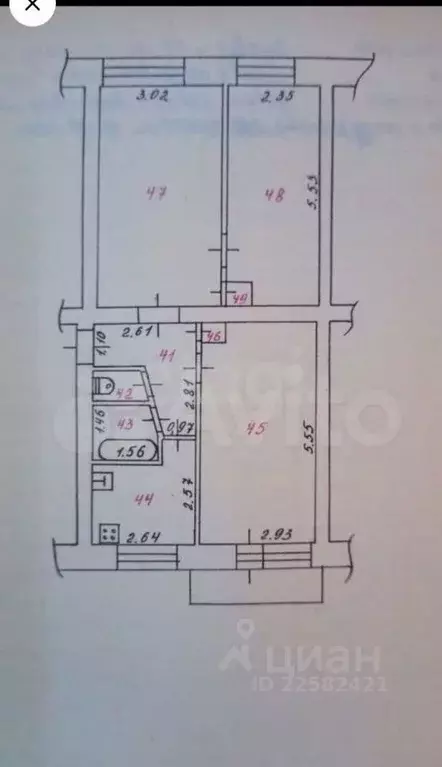 3-к кв. Удмуртия, Можга Можгинский район, ул. Фрунзе, 27 (60.0 м) - Фото 2
