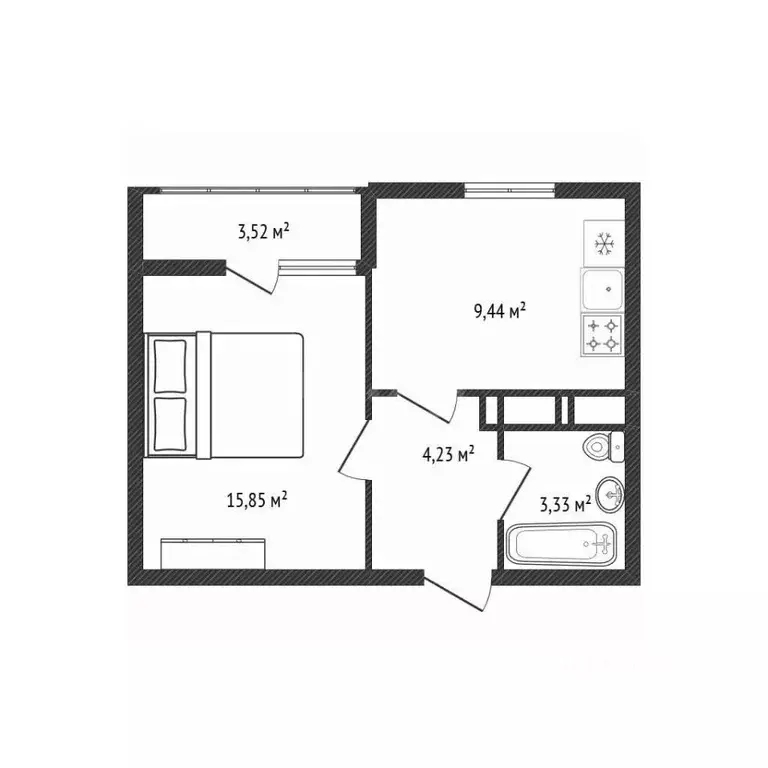 1-к кв. Брянская область, Брянск просп. Станке Димитрова, 67к7 (34.3 ... - Фото 2