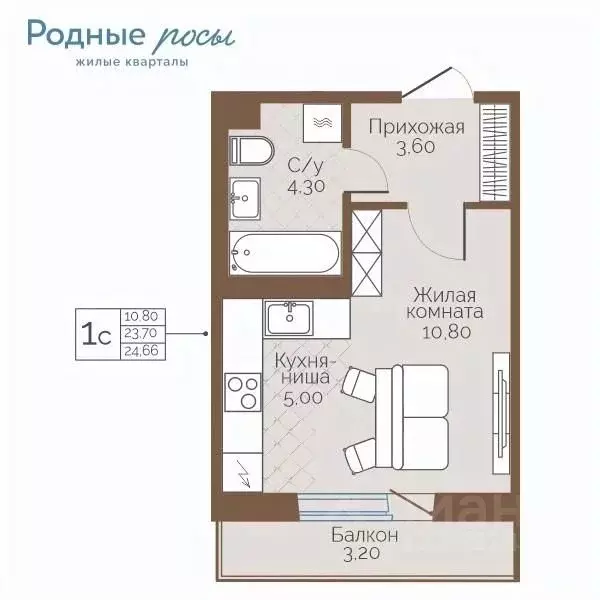 1-к кв. Пермский край, Пермский муниципальный округ, с. Фролы ул. ... - Фото 1