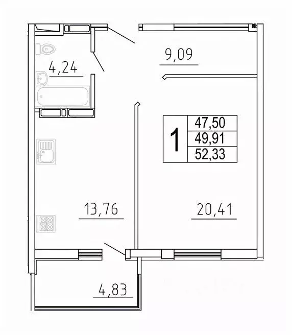 1-к кв. Самарская область, Самара ул. Дыбенко, 5 (52.33 м) - Фото 1