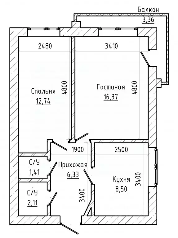 2-к кв. Кабардино-Балкария, Нальчик ул. 2-й Таманской Дивизии (47.46 ... - Фото 1