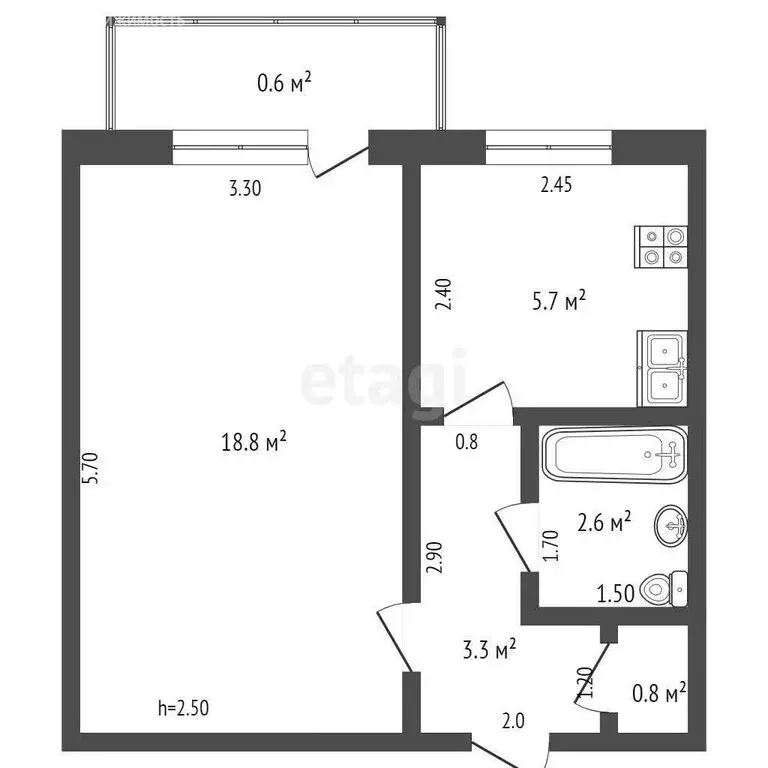1-комнатная квартира: Саранск, улица Марины Расковой, 16 (31.4 м) - Фото 1