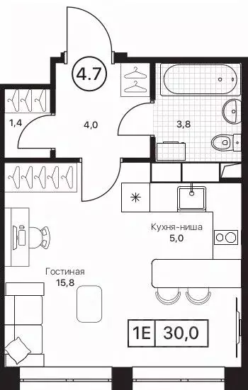 Студия Московская область, Пушкино Пушкино Град жилой комплекс, к2 ... - Фото 1