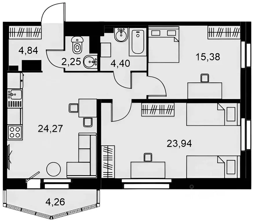 2-к кв. Санкт-Петербург ул. Федора Котанова, 3к2 (77.0 м) - Фото 2