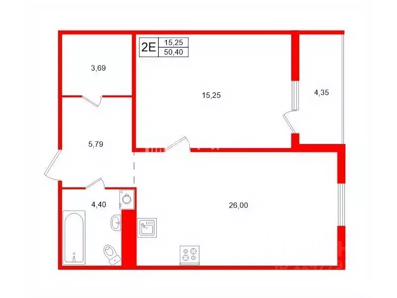 1-к кв. Санкт-Петербург Мебельная ул., 49/92 (50.4 м) - Фото 1