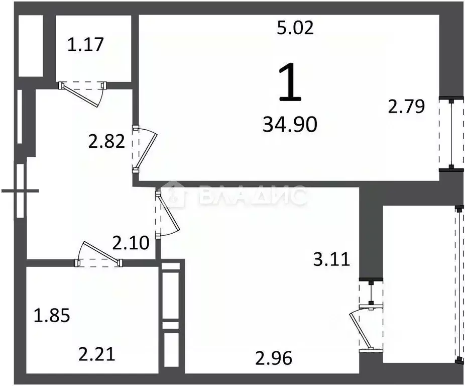 1-к кв. Москва ул. Яворки, 1к6 (34.9 м) - Фото 2