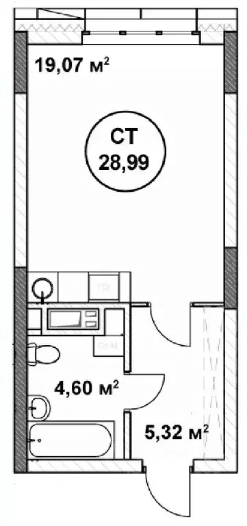 Студия Нижегородская область, Нижний Новгород ул. Родионова (28.99 м) - Фото 1