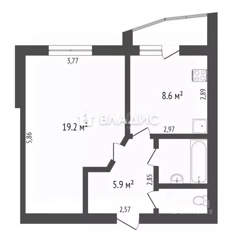 1-к кв. Белгородская область, Белгород ул. Макаренко, 38 (38.4 м) - Фото 2