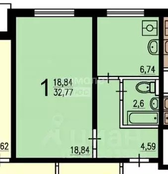 1-к кв. Москва Чертановская ул., 52К2 (32.6 м) - Фото 1