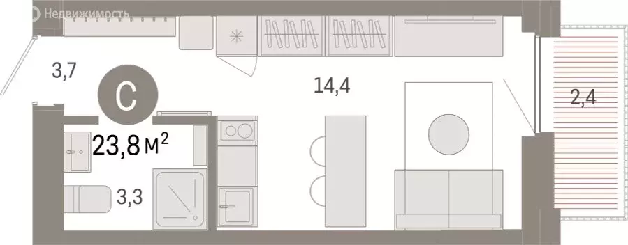 Квартира-студия: Тюмень, Центральный округ (23.82 м) - Фото 0