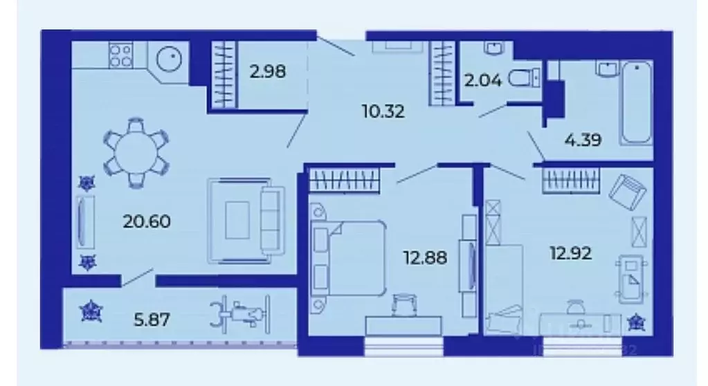 2-к кв. Брянская область, Брянск ул. Имени О.С. Визнюка, 18 (72.0 м) - Фото 1