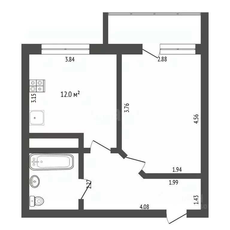 1-к кв. Тюменская область, Тюмень ул. Тимофея Чаркова, 79к3 (34.6 м) - Фото 2