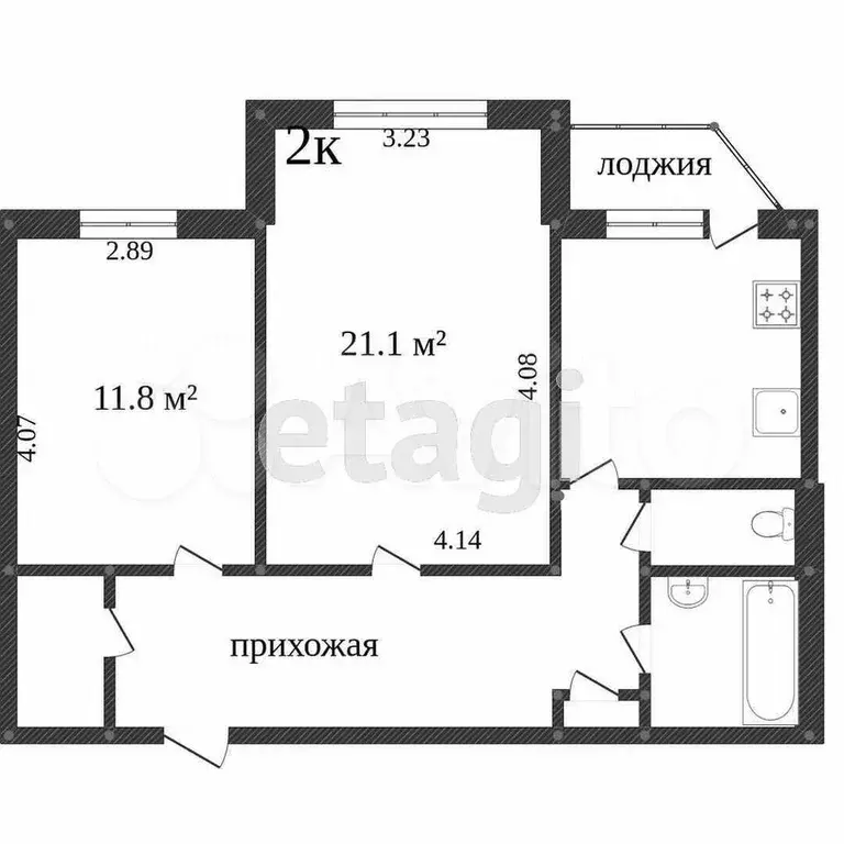 2-к. квартира, 60,9 м, 8/9 эт. - Фото 0